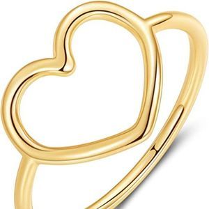 MUNDELL Sterling Silver 925 Simple Minimalist Heart Finger Rings for Women